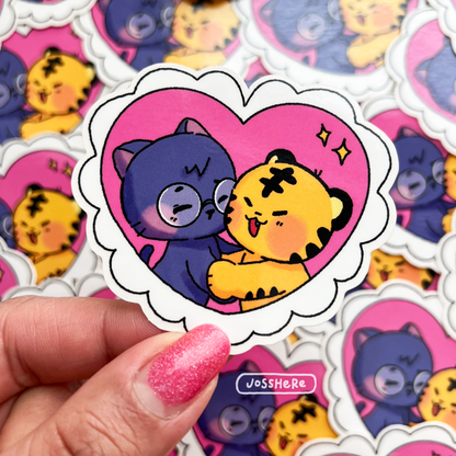 Kitty + Tiger Heart 💗 - Die-cut Sticker