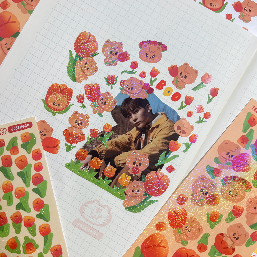 Teddy Tulips - Sticker Sheet 🌷