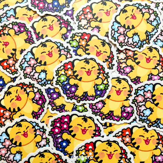 Tiger in Flowers 🌼 Die-cut Sticker