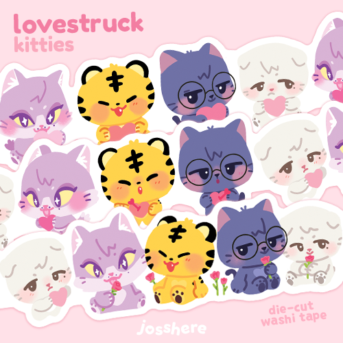 Lovestruck Kitties🐱 Die-cut Washi Tape